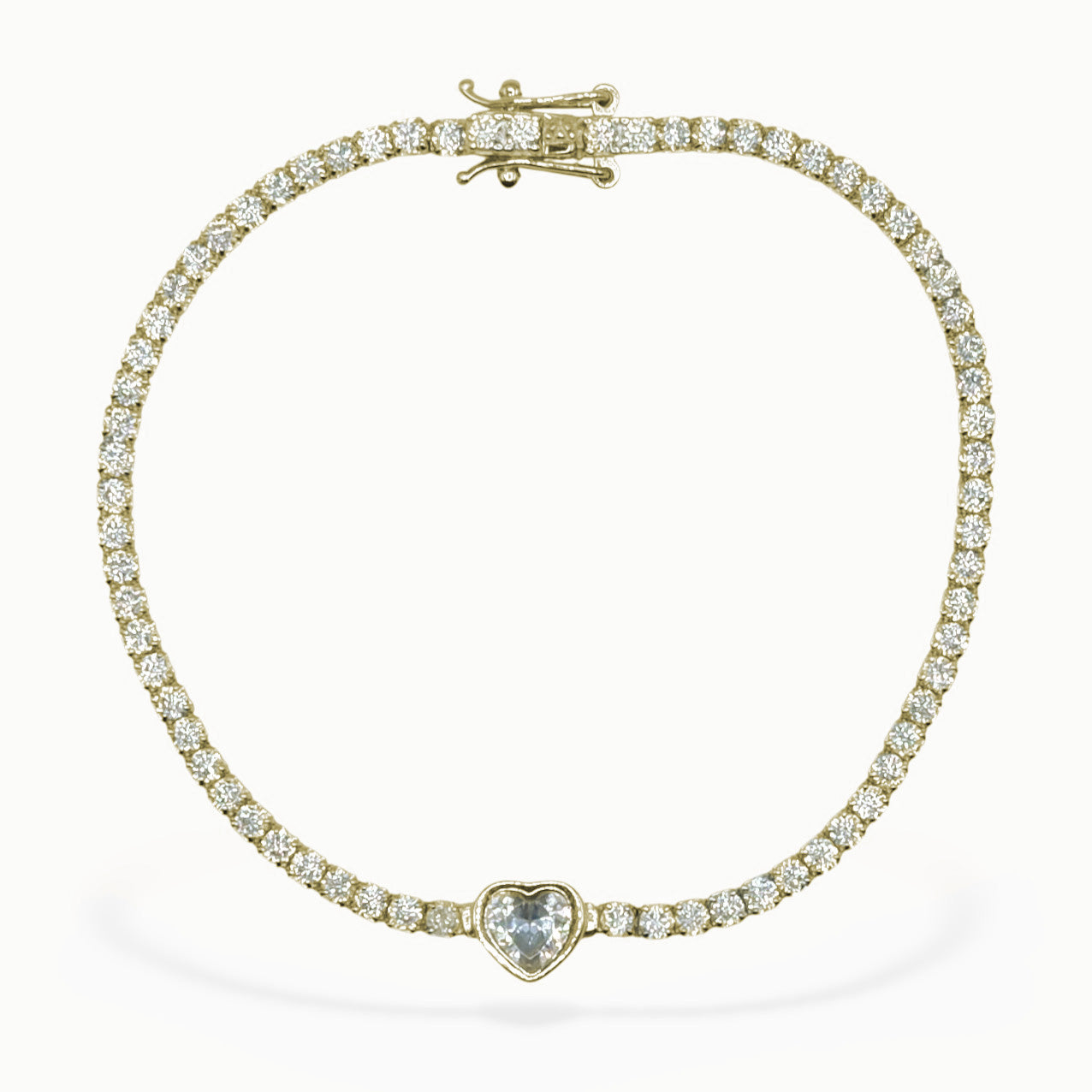 Bracciale tennis cuore (argento giallo)
